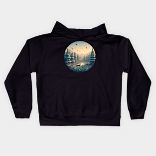 Low Poly Forest at Sunset Kids Hoodie